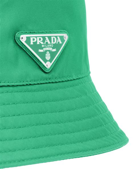 olive green prada bucket hat|Olive Green Woven Fabric Bucket Hat .